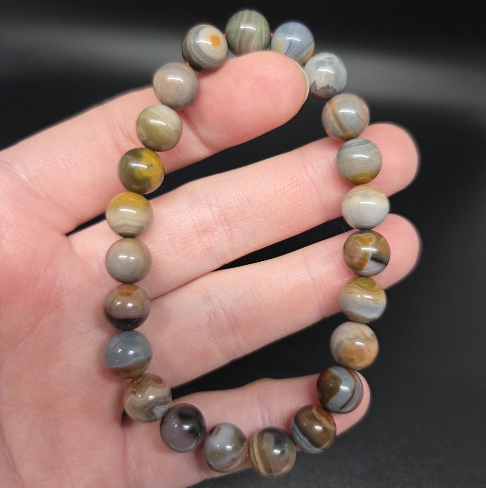 All Natural 20g Warring States Banded Lace Agate Bracelet 8.8 mm